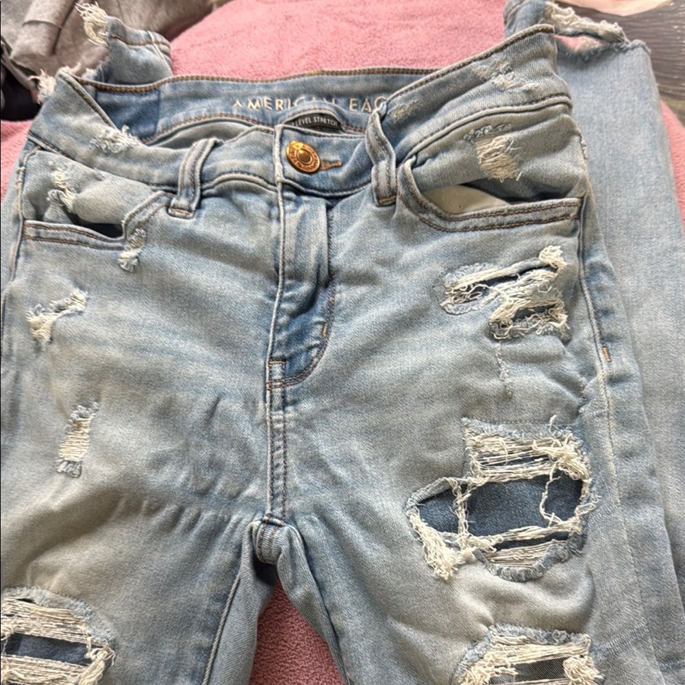 American Eagle Outfitters Blue Denim Overalls